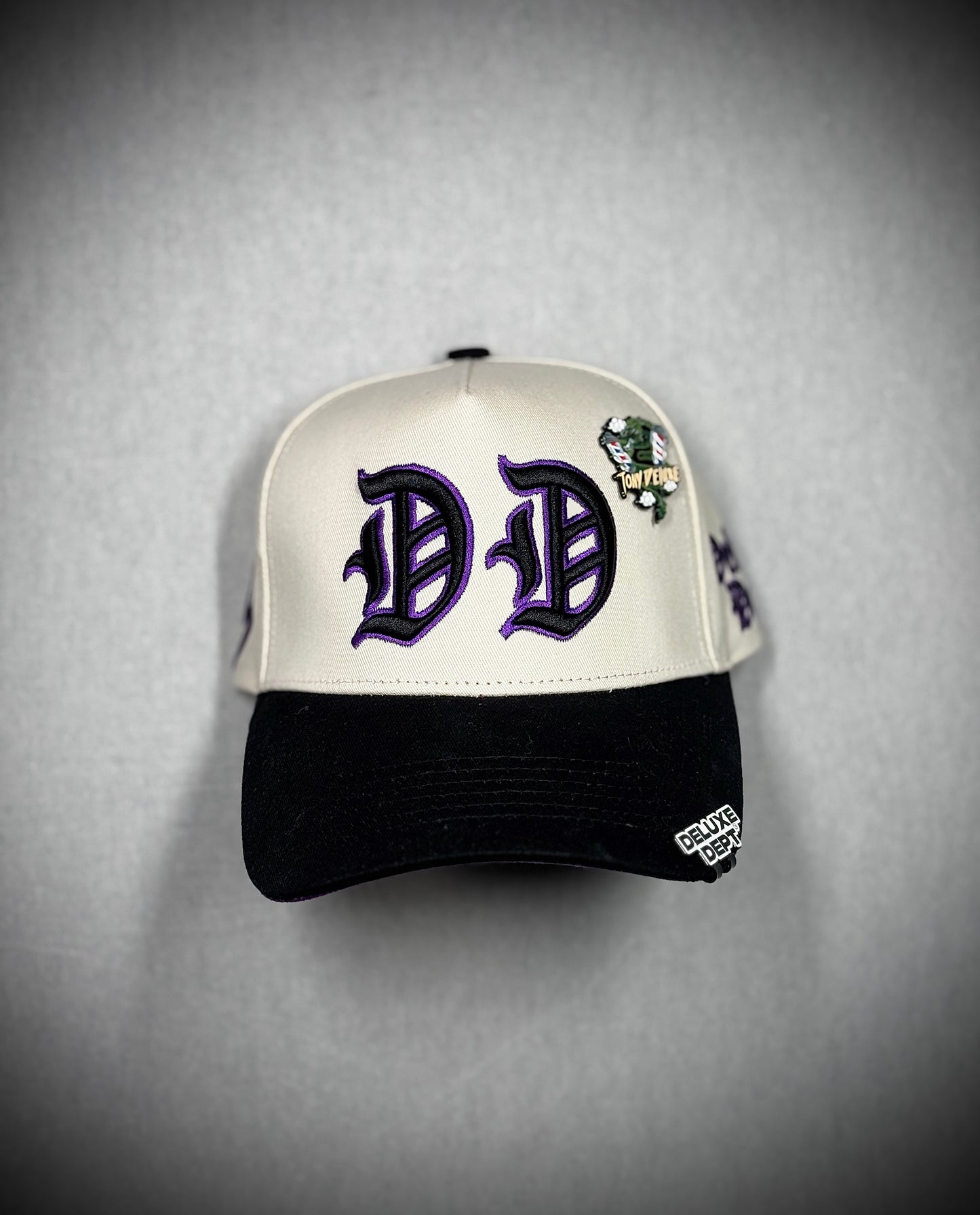 Beige with purple Snapback cap